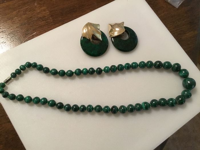 Malachite necklace & earrings