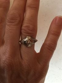 14kt white gold & diamond ring Victorian