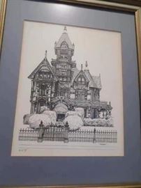 Vintage San Francisco Victorian Home Architecture SIGNED C HUMPHREY Orig Ink Art