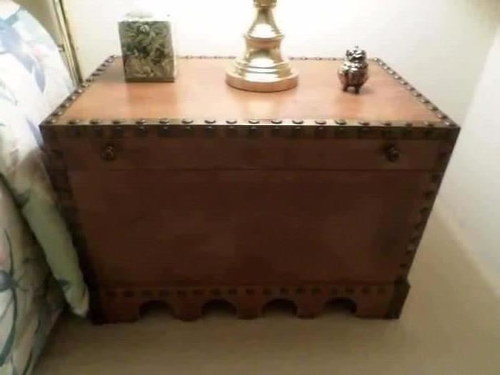 Leather trunk accented with nailheads