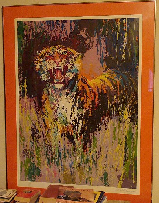 Leroy Nieman large seriagraph of a bengal tiger, signed and numbered.