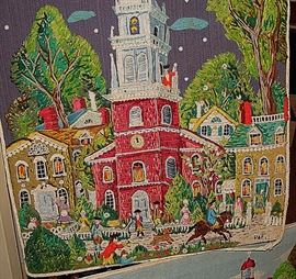 Crazy cool set of needle point scenes of the American Revolution-large! These were displayed at the Bicentennial in 1976, for the Daughters of the American Revolution. Done by Frances Paelian-author