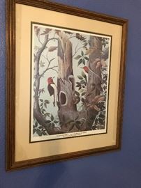Red headed woodpeckers print