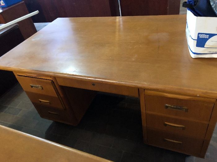 Large, heavy wooden desk
