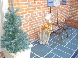 concrete wippett , metal chair