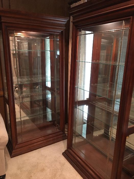 Matching Tall Lighted Glass Display Cases