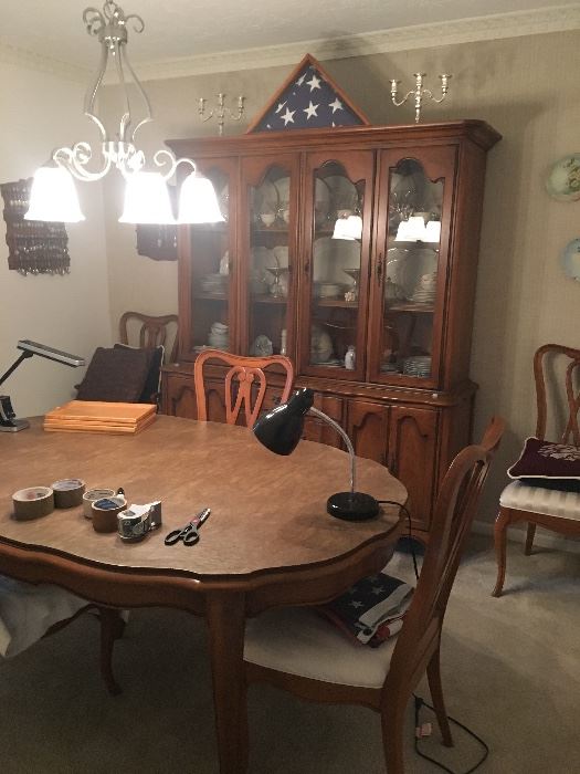 Dining Room Table, 6 Chairs with Matching China Cabinet