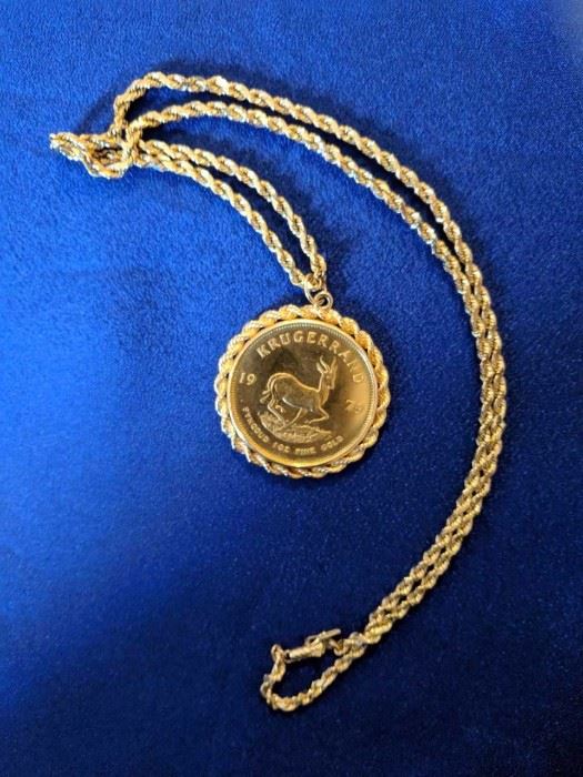 1979 Krugerrand
14 kt. gold chain wrap and necklace

