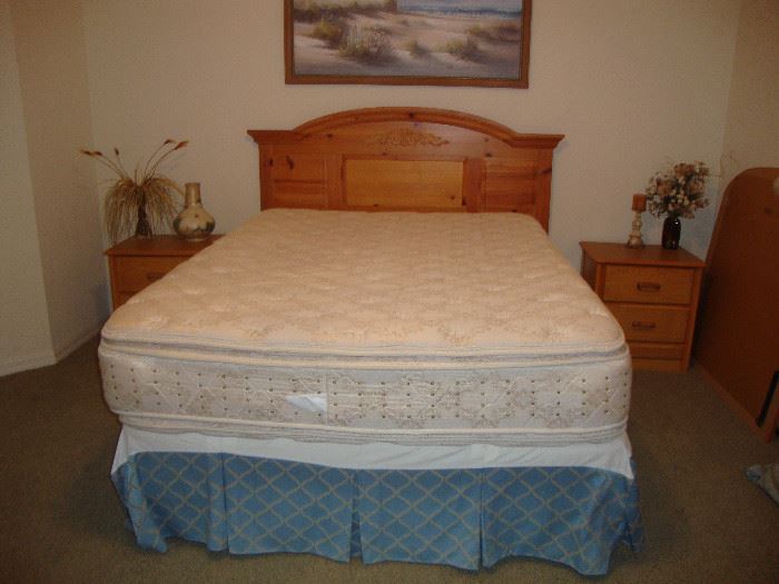 Queen size bedroom set, double pillow top mattress