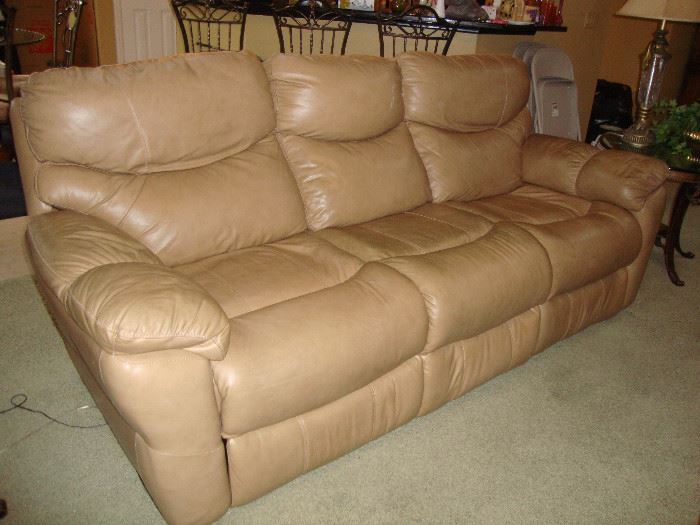 Camel colored  sofa with reclining ends, electric