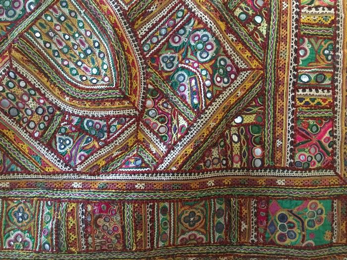 Indian Mirrored Quilted Tapestry 