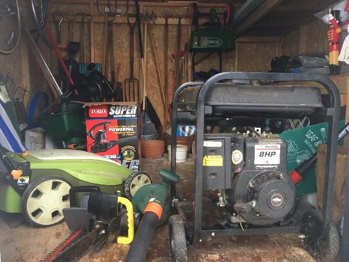 Coleman Powerhouse 4000 8HP Generator, Neuron Electric Lawn Mower, Chainsaws, Blowers, Lawn Tools