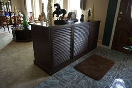 Back with panels in place, this is quality furniture.                                                                                     Ricardo Lynn octagon coffee table to the left another great piece of custom made mid century furniture.