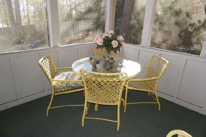 Vintage patio furniture, table and four chairs