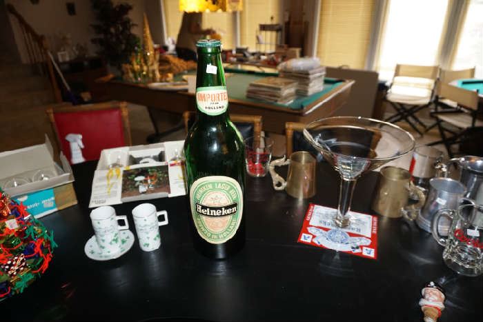 Heineken Beer bottle (18 1/4")                                                 Oversized Martini glass for two (10 1/4")                                   Irish coffee sets 