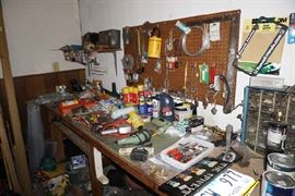 Hand tools, power tools misc. hardware.