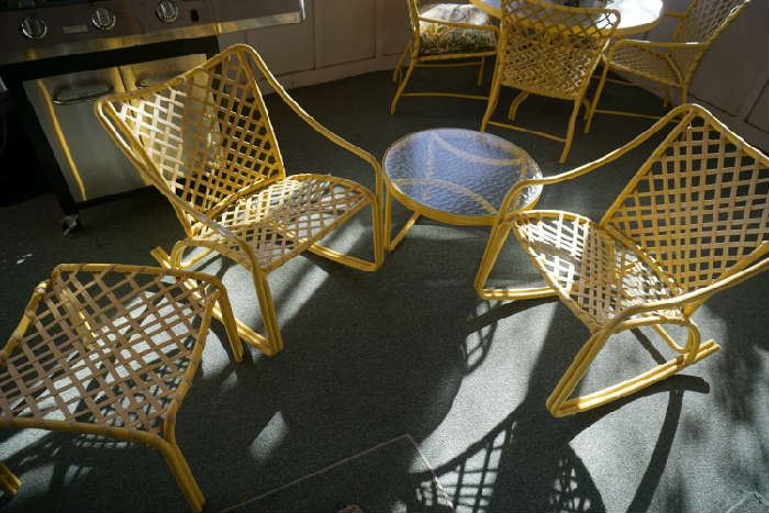 Vintage Patio rockers and side tables