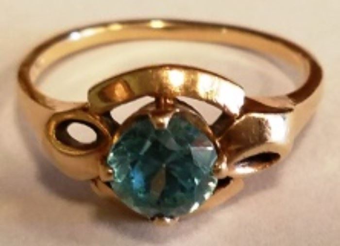 10K Blue Zircon stone ring
