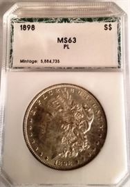 1898 Graded MS63 Morgan Silver Dollar