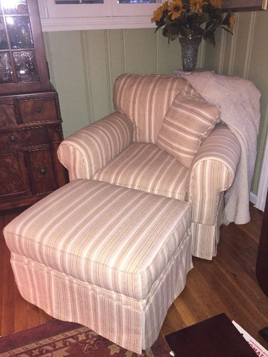 Beautiful new upholstered chair and ottoman