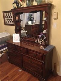Early American dresser and mirror/hutch
