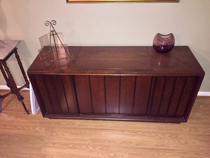 Mid century stereo record player cabinet 