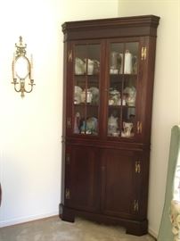 Vintage cherry corner curio/cabinet