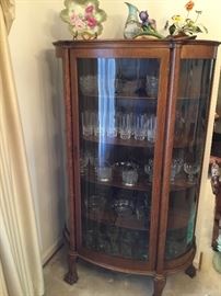 Vintage bow front China cabinet