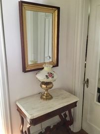 Vintage entry table with marble top