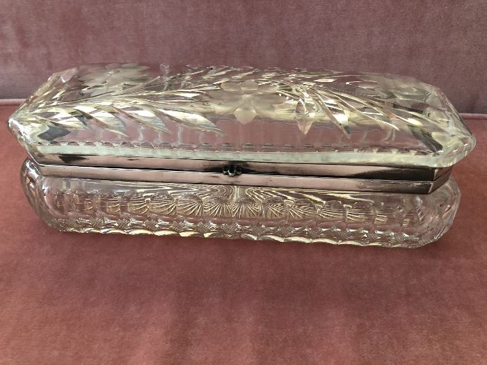 Vintage Sterling and Cut Glass Glove Box