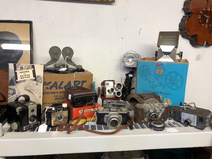 Vintage assortment of cameras and equipment