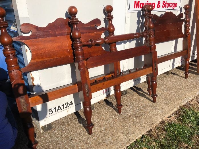 Two matching Cherry Twin Beds Wooden side rails 