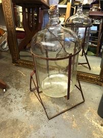 Vintage Radiant Glass Bottle On Stand 
