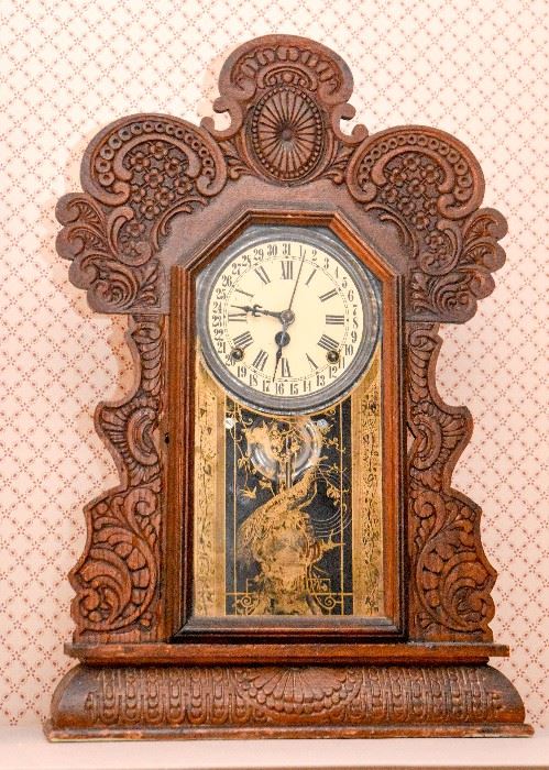 BUY IT NOW! Lot # 101, Hand Carved Wood 31 Day Shelf / Mantle Gingerbread Clock, $200