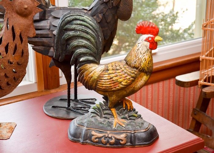 SOLD--Lot #115, Cast Iron Rooster Doorstop (not old), $25