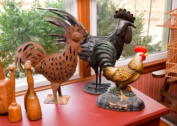 Metal Chicken / Rooster Statues