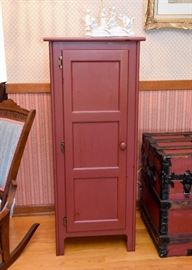 Primitive Amish-Style Red Storage Cabinet
