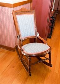 BUY IT NOW! Lot #120, Antique Victorian Carved Rocking Chair with Upholstery, $100