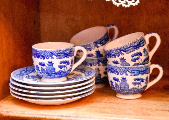 Blue Willow Demitasse Cups & Saucers