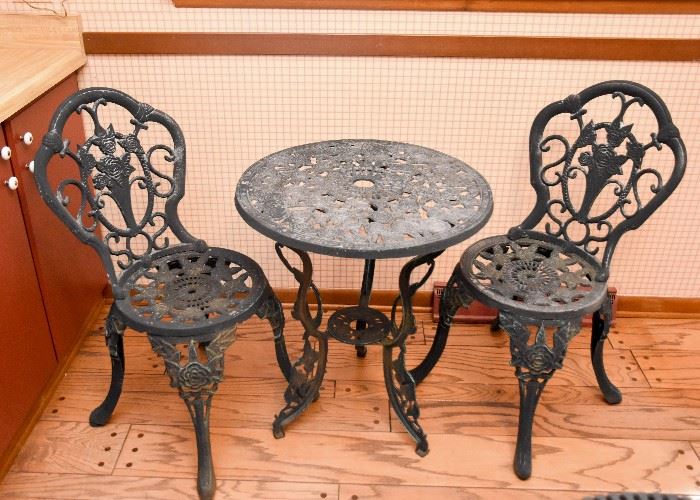 SOLD--Lot #191, Wrought Iron Outdoor Patio Bistro Set (3 Piece), $120