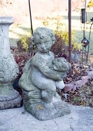 SOLD--Lot #196, Concrete Cherub Garden Statue, $35