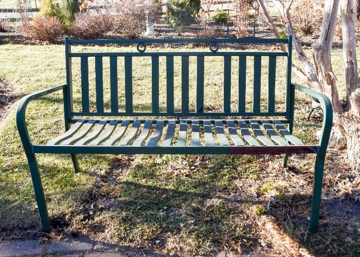 Green Wrought Iron Garden Bench