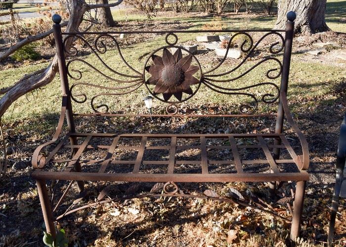 Rusty Iron Garden Bench