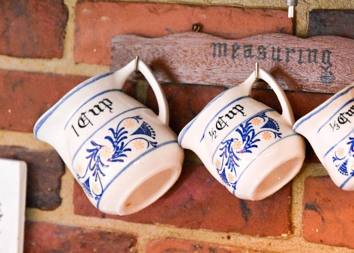 Vintage Measuring Cups with Wall Rack