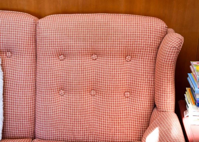 Country Red Plaid Tufted Loveseat