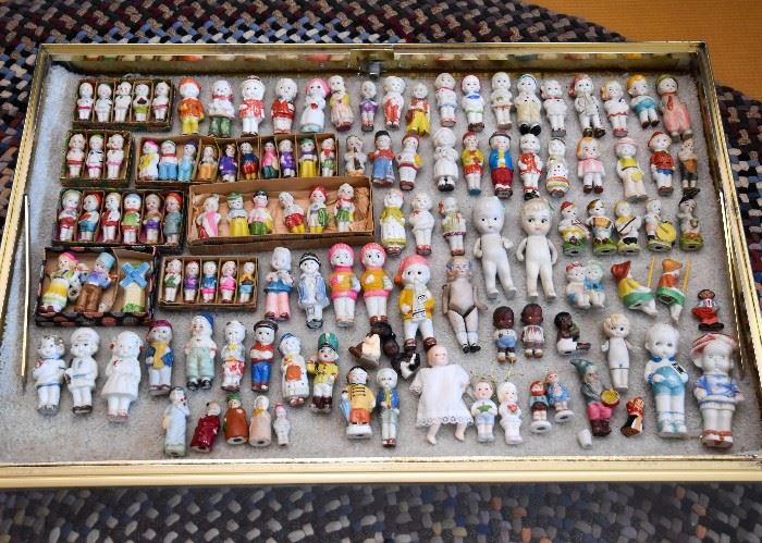 Large Collection of Bisque Penny Dolls & Some Jointed Dolls