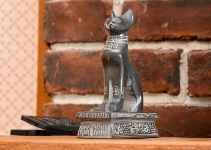 Stone Carved Egyptian Cat Figurine