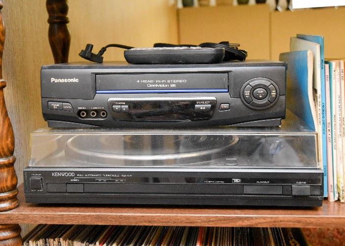 Panasonic VHS Player, Kenwood Turntable