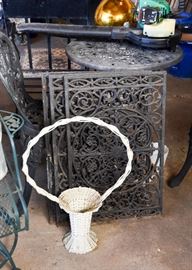 Wicker Flower Basket, Cast Iron Garden Panels
