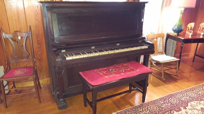 Henry F Miller Upright Piano with bench